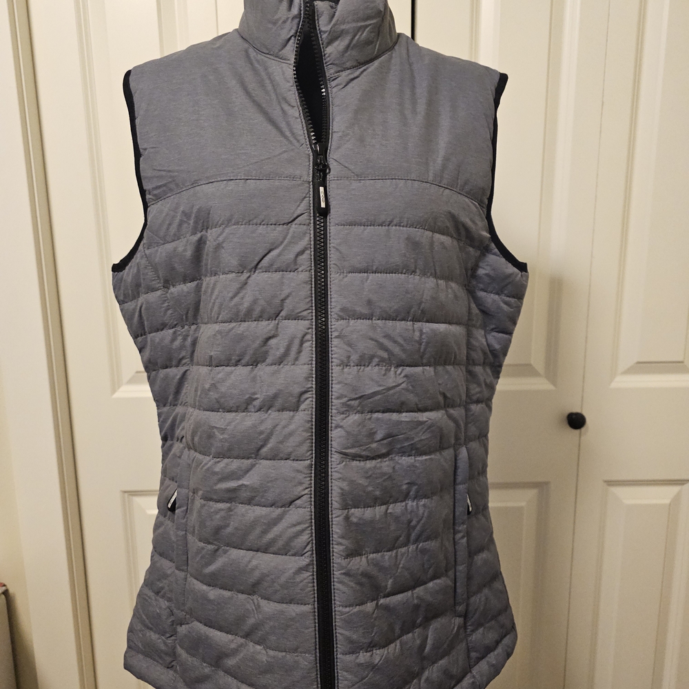 CX2 Vest Women's Grey Quilted Puffer  with High Collar SZ L